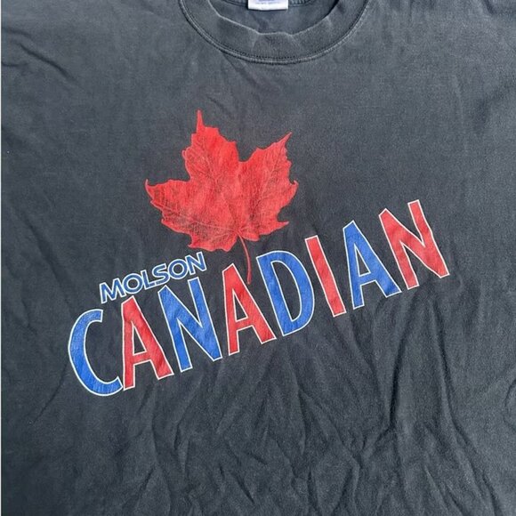 Vintage Molson Canadian Maple Leaf Men’s XL Black Beer T Shirt - Picture 2 of 3
